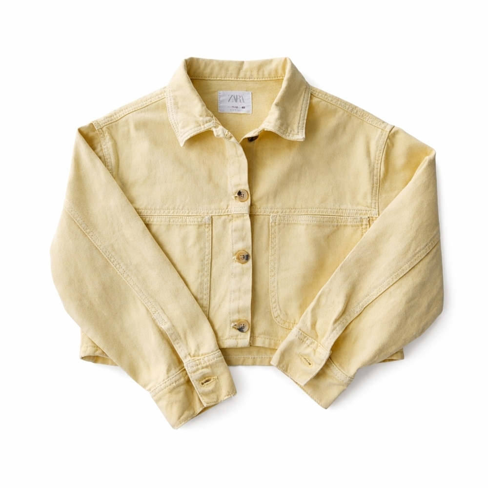 ZARA Girls Cropped Utility Jacket Yellow Size 11-12 (152)